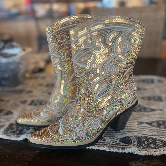 Helen’s Heart Sequined Ankle Boots - Picture 1 of 3